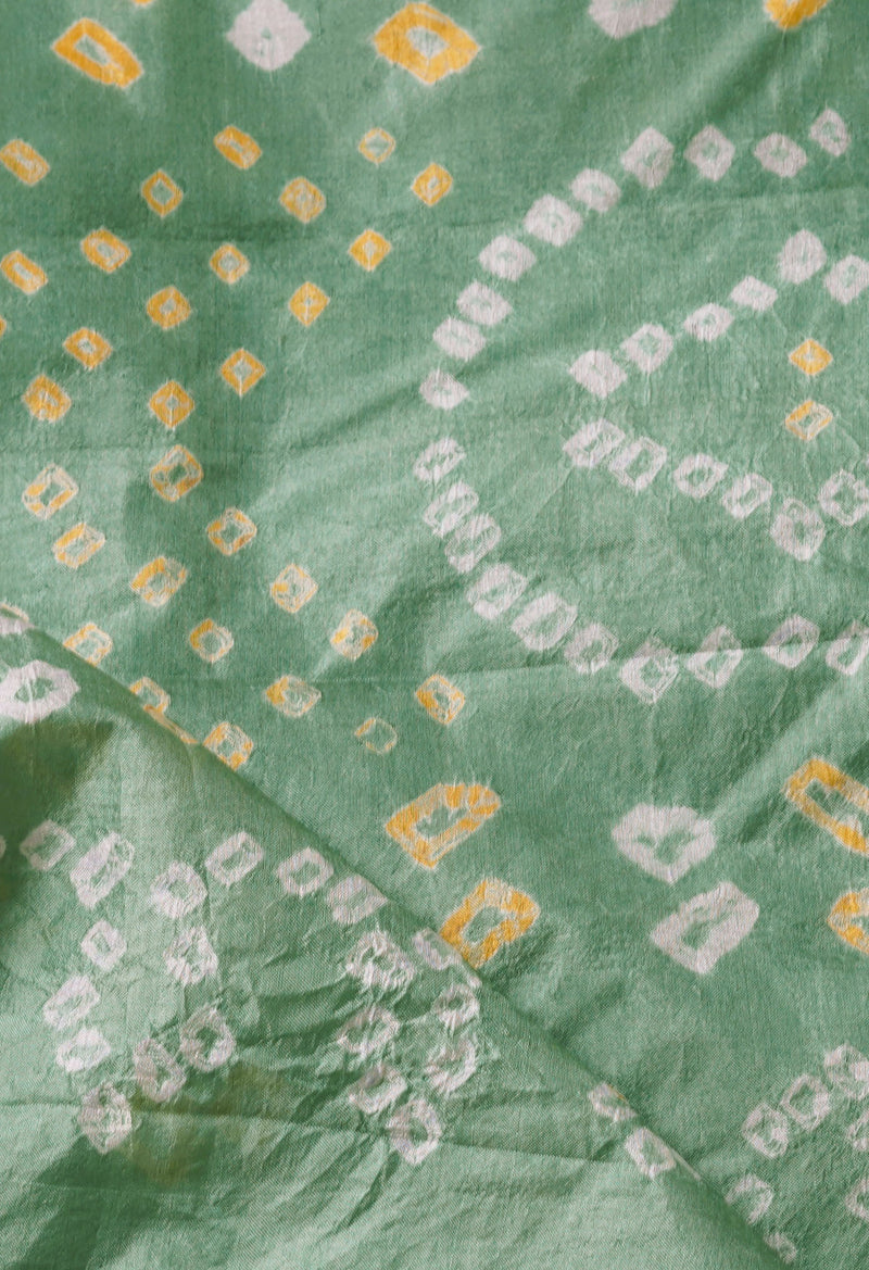 Pale Green  Bandhani Silk Saree-UNM68434