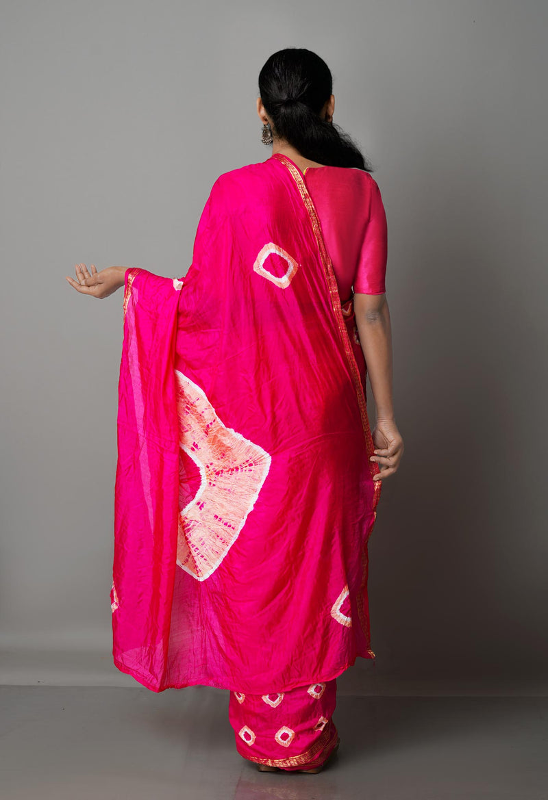 Pink  Bandhani Soft Silk Saree-UNM68438