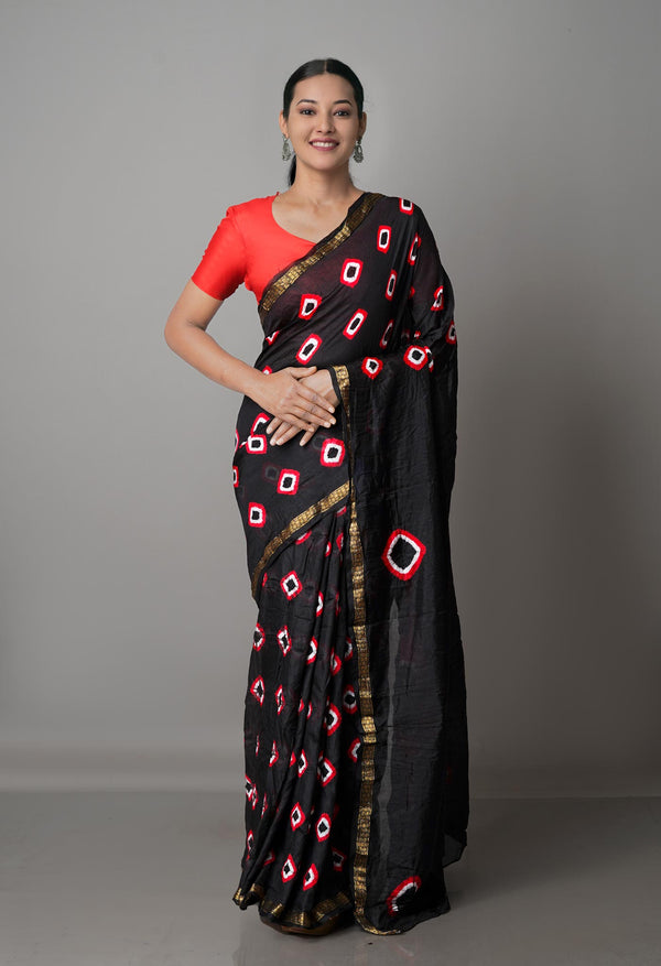 Black  Bandhani Soft Silk Saree-UNM68439
