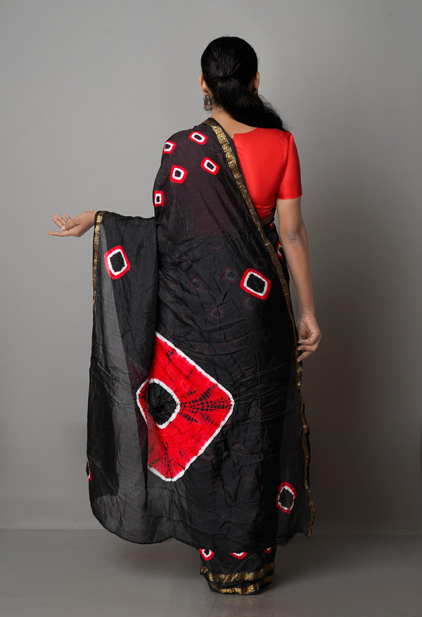 Black  Bandhani Soft Silk Saree-UNM68439