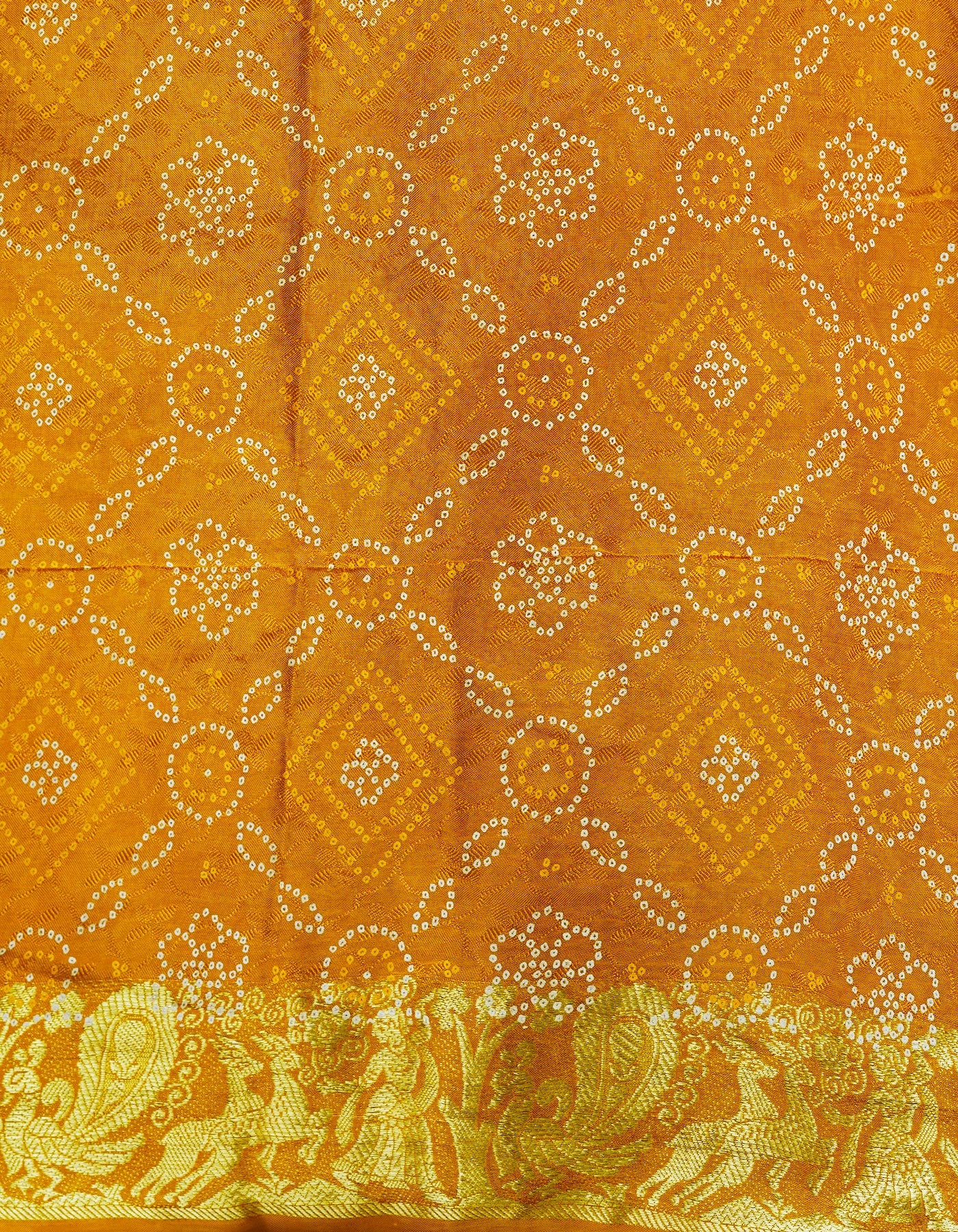 Mustard Yellow  Bandhani Silk Saree-UNM68443