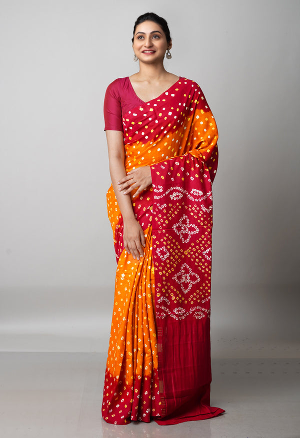 Brown  Bandhani Silk Saree-UNM68453