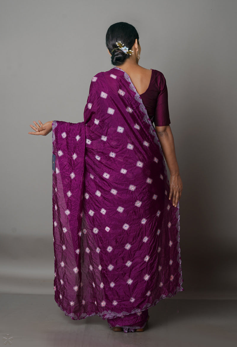 Purple  Bandhani Soft Silk Saree-UNM68459