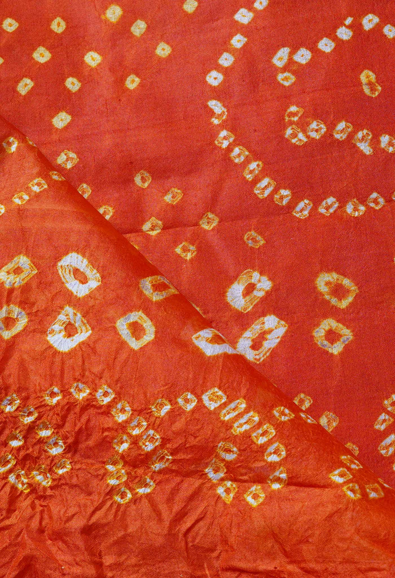 Orange Pure  Bandhani Silk Saree-UNM68471