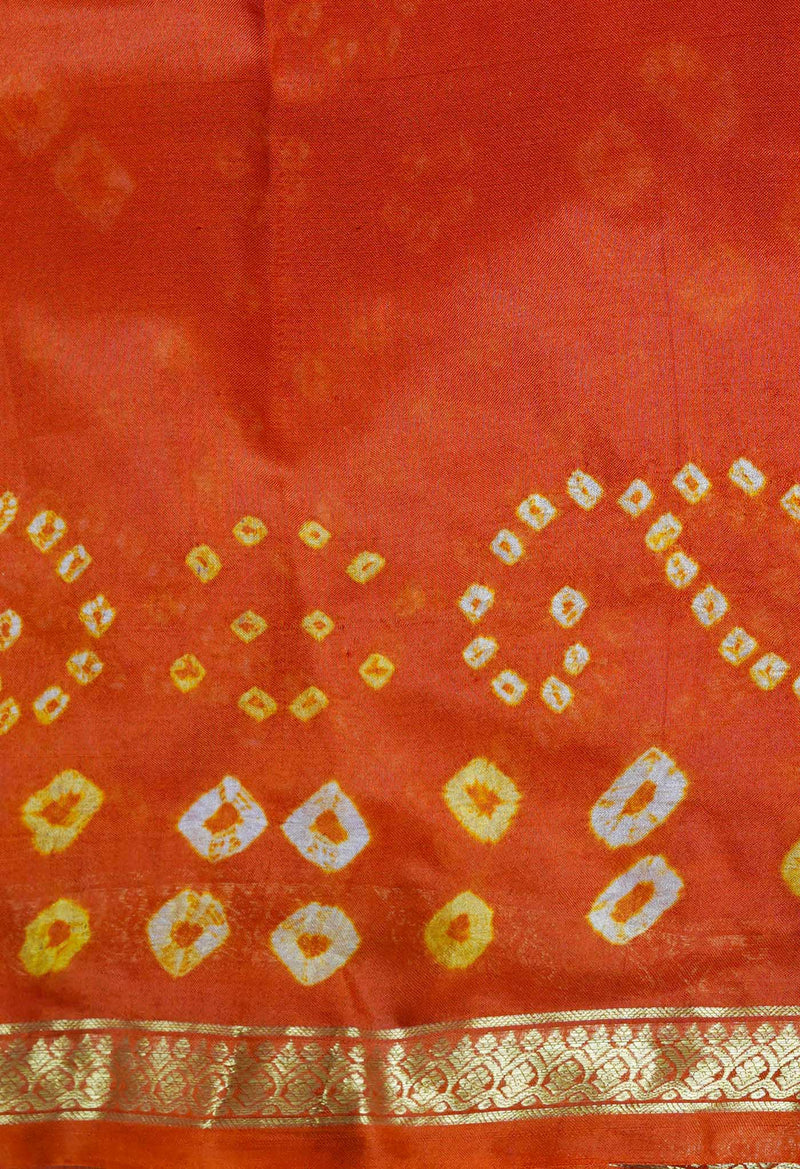 Orange Pure  Bandhani Silk Saree-UNM68471