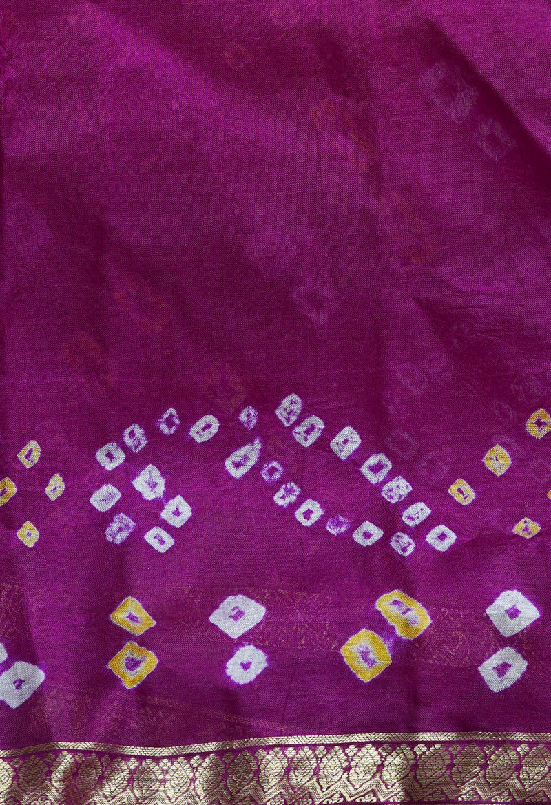 Purple Pure  Bandhani Silk Saree-UNM68472