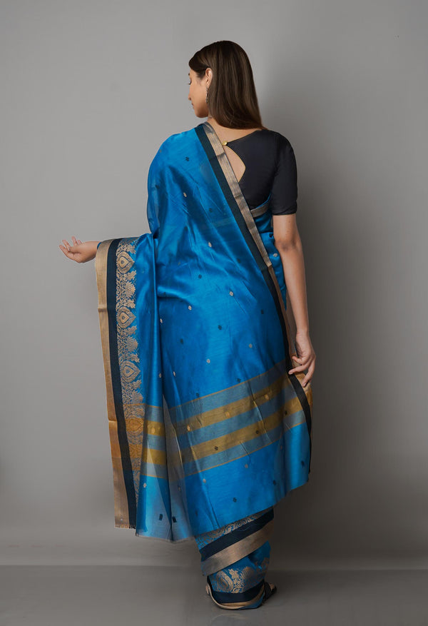 Blue  Bangalore Sico Saree-UNM68495