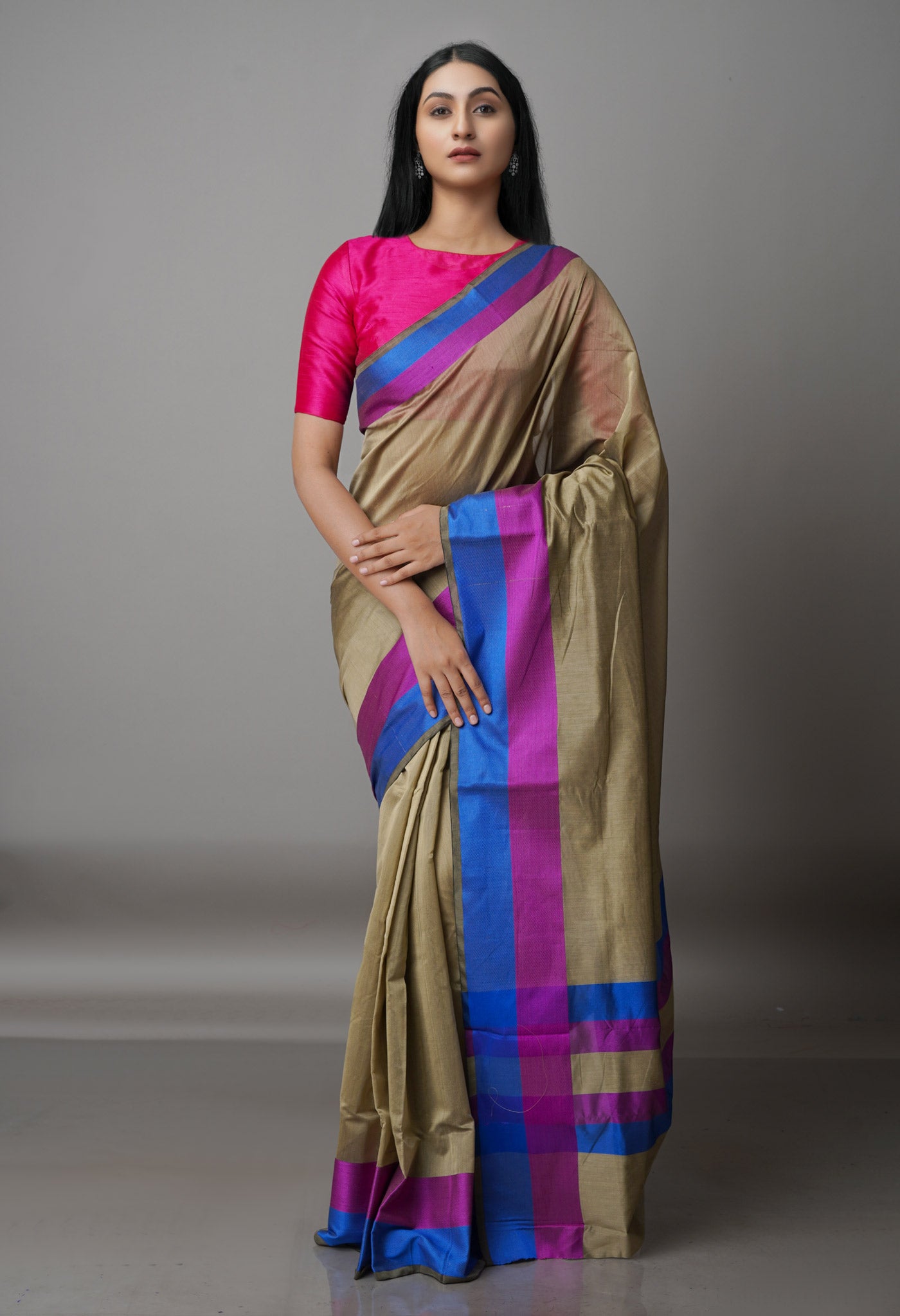 Brandon Beige  Bangalore Sico Saree-UNM68508