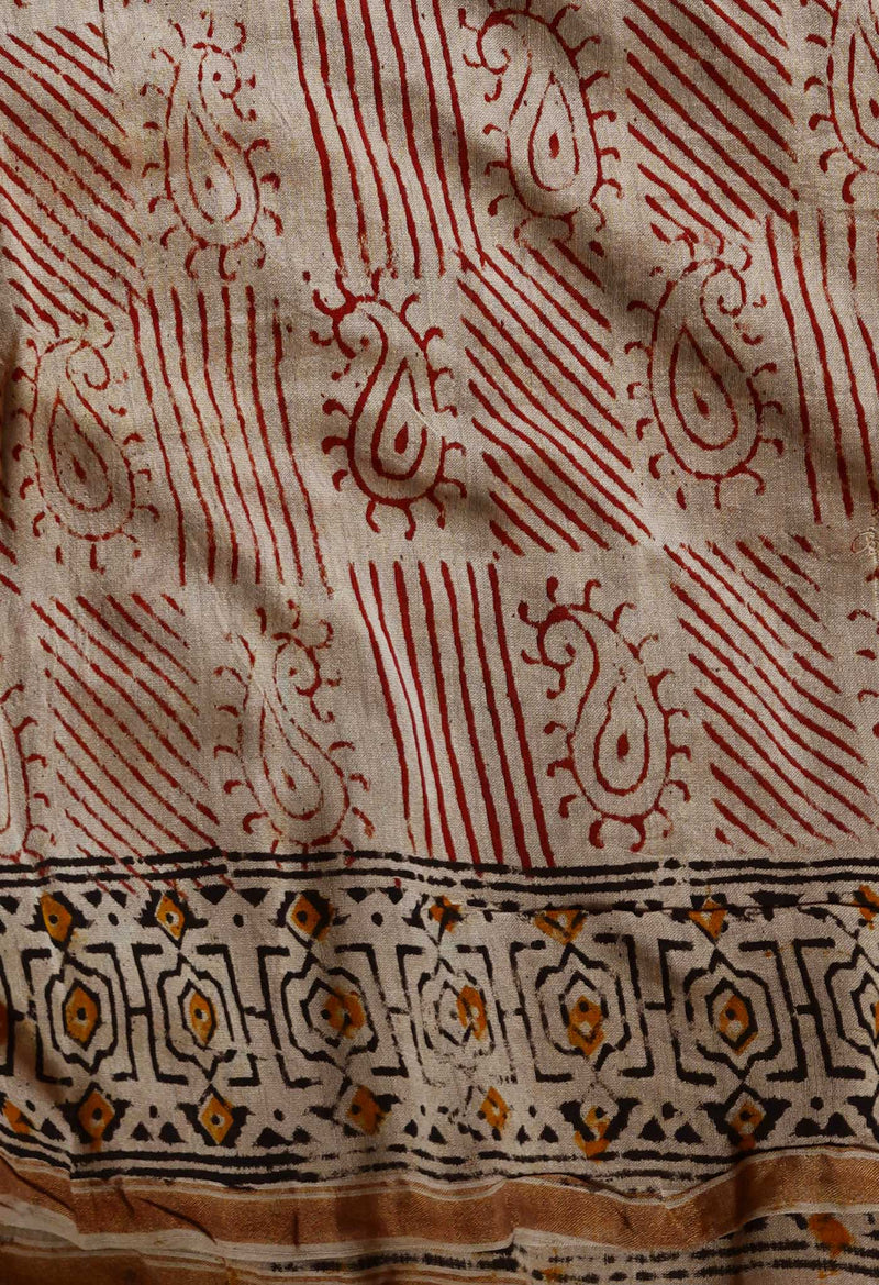 Multi Pure Chanderi Kalamkari Printed Sico Saree-UNM68601