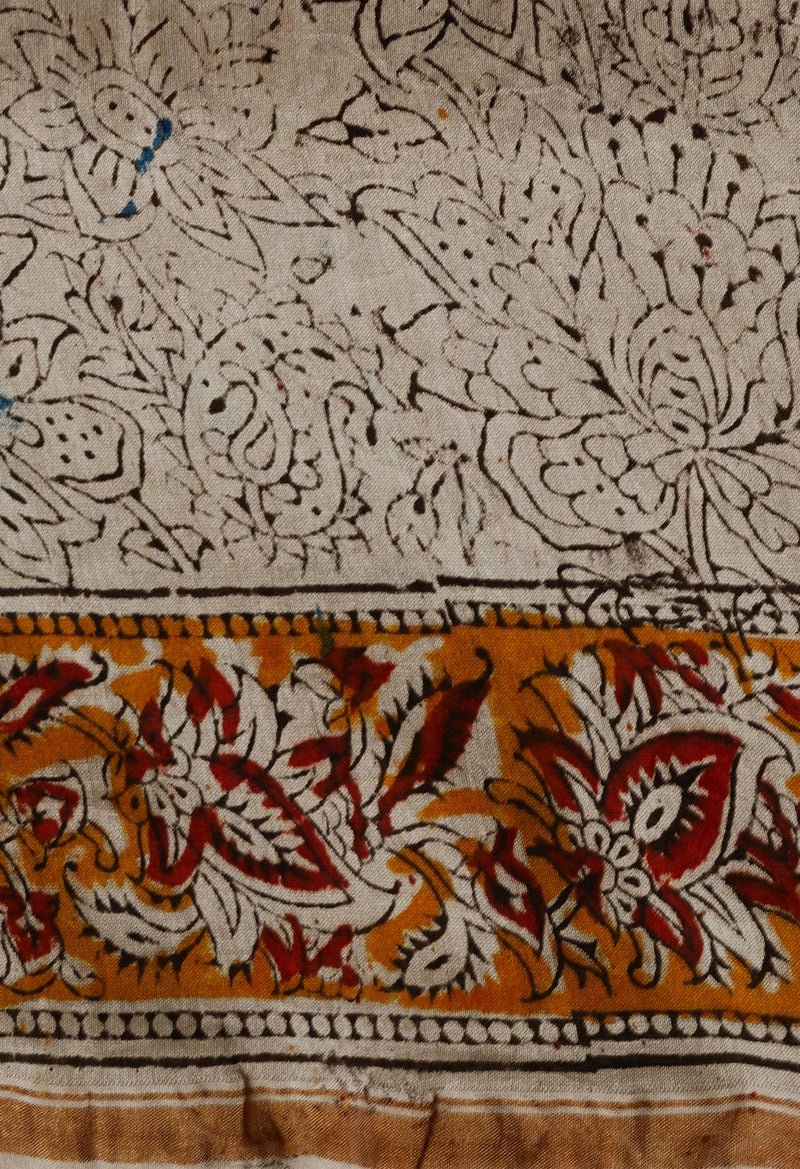 Multi Pure Chanderi Kalamkari Printed Sico Saree-UNM68612