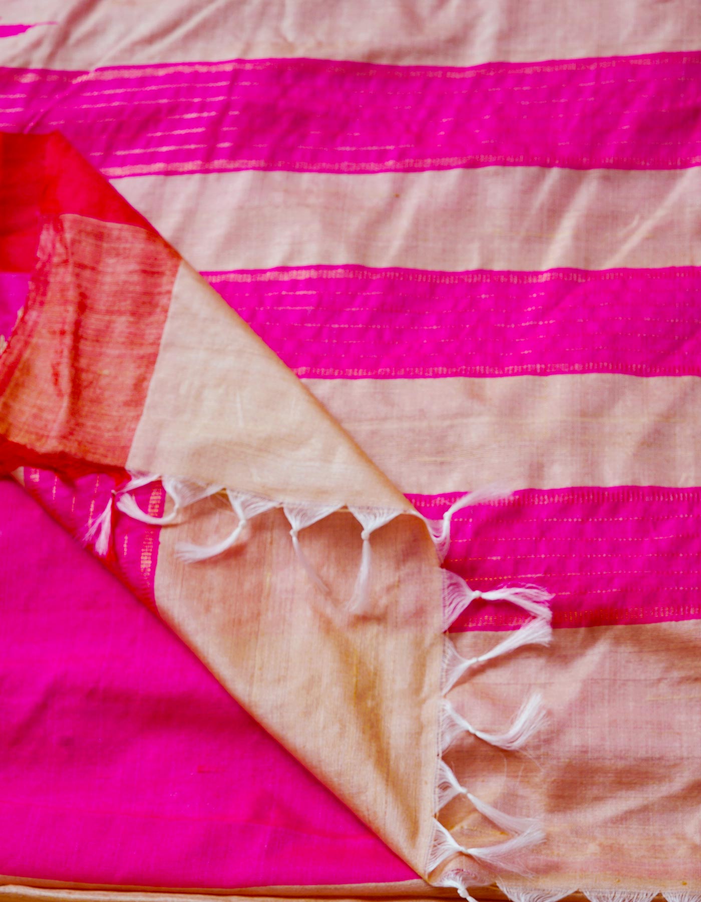 Pale Brown Pure Handloom Ghicha Tussar Silk Saree-UNM68655