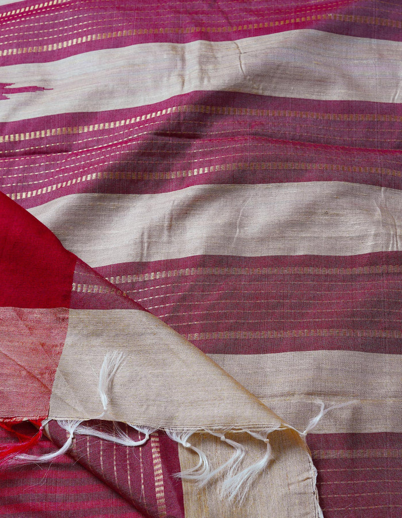 Pale Brown Pure Handloom Ghicha Tussar Silk Saree-UNM68656