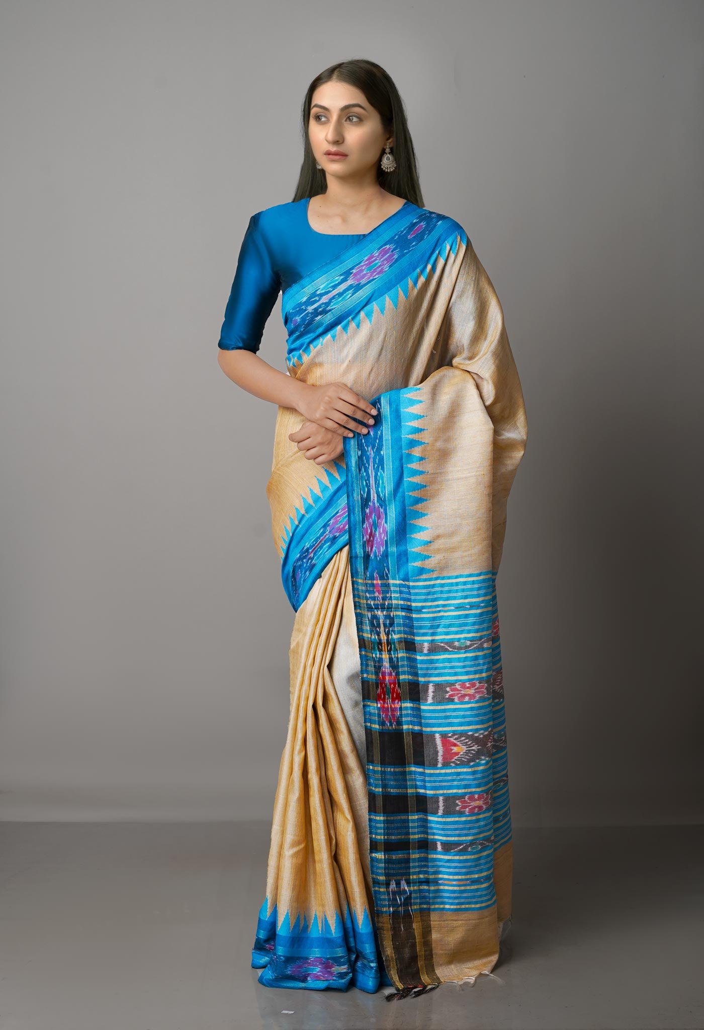 Pale Brown Pure Handloom Ghicha Tussar Silk Saree-UNM68677
