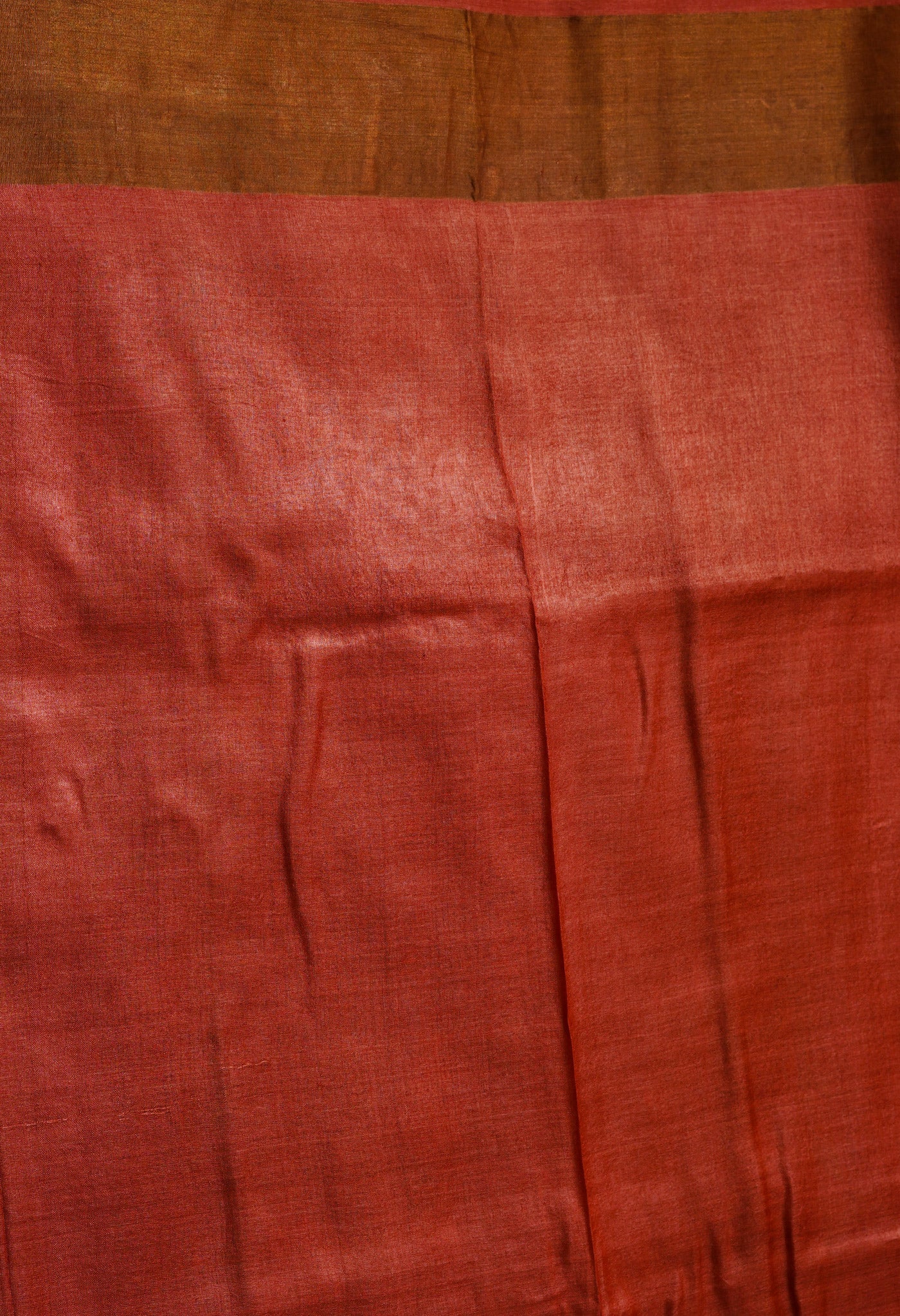 Brown Pure Handloom Block Printed Bengal Tussar  Silk Saree-UNM68720