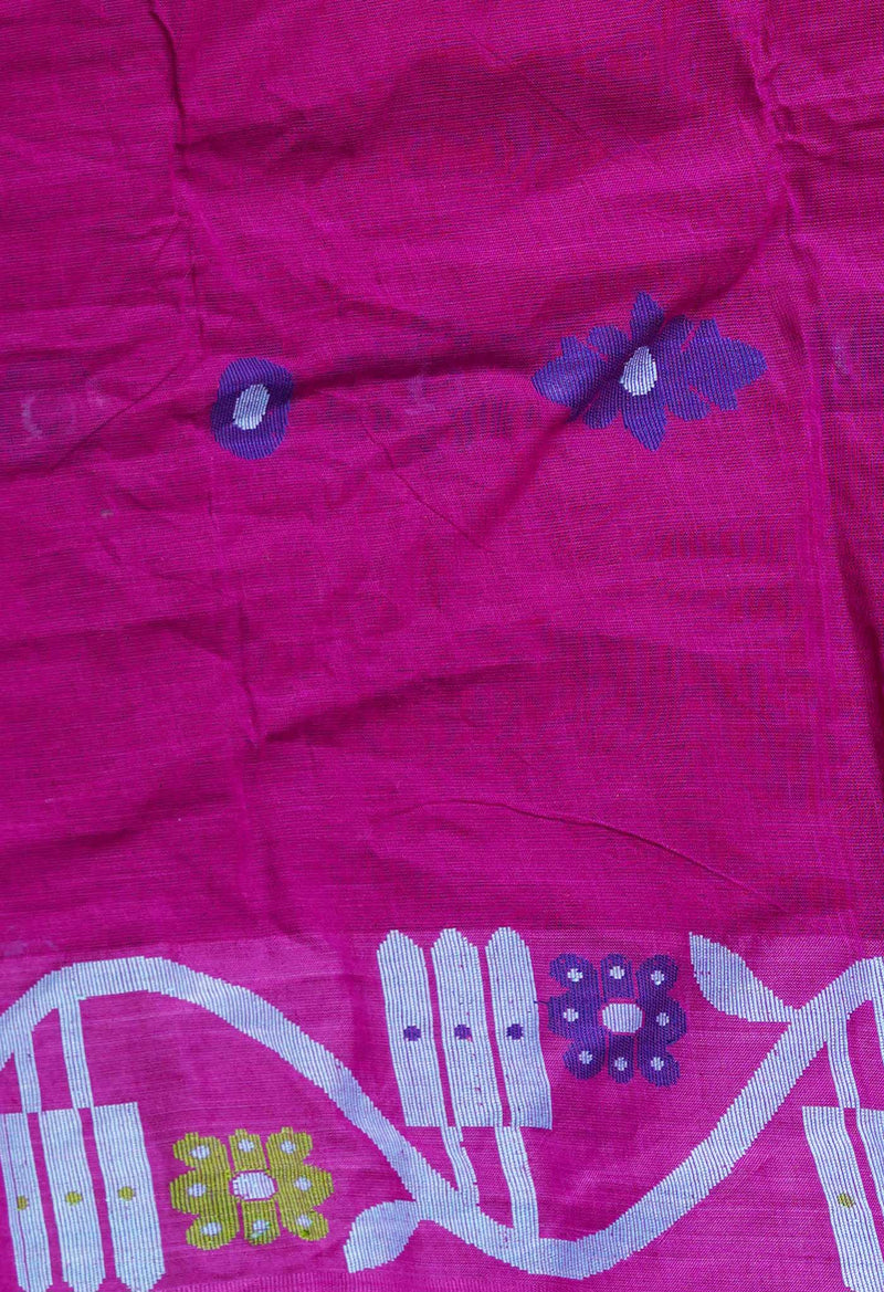 Purple Pure Handloom Dhaka Jamdhani Bengal Cotton Saree-UNM68747