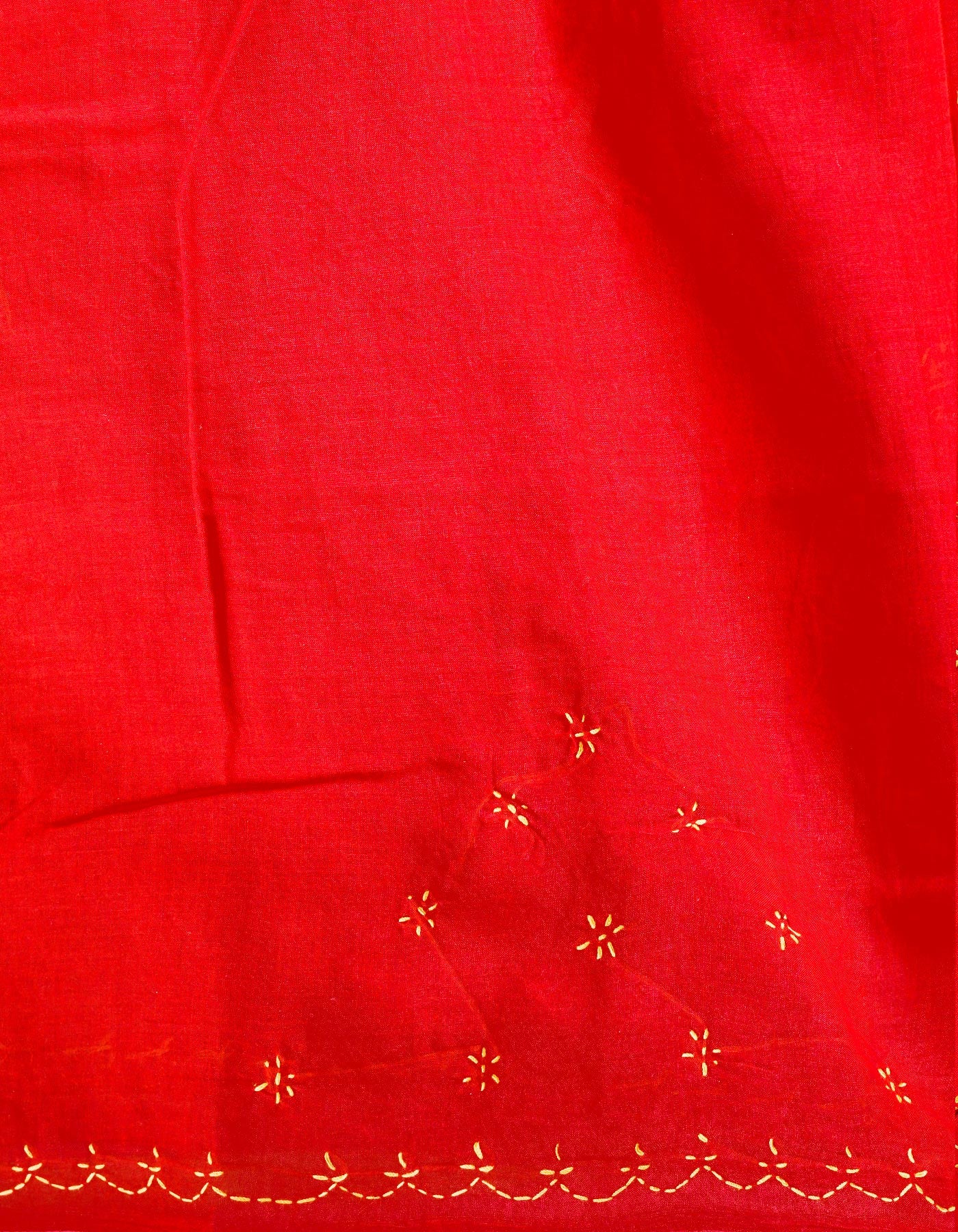 Fire Brick Red  Lucknow Chikankari Work Cotton Saree-UNM68760