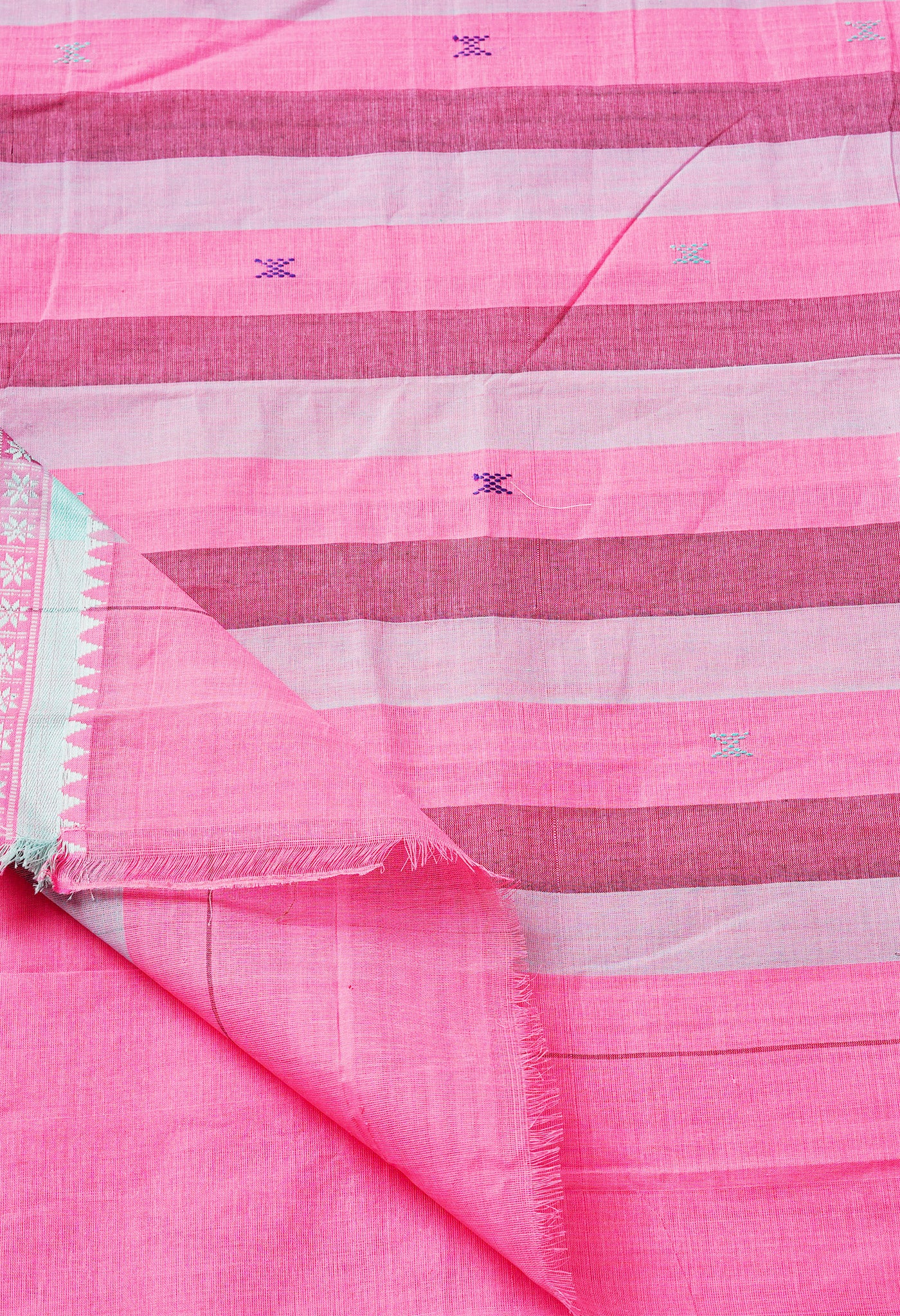Pink Pure Handloom Dhaka Jamdhani Bengal Cotton Saree