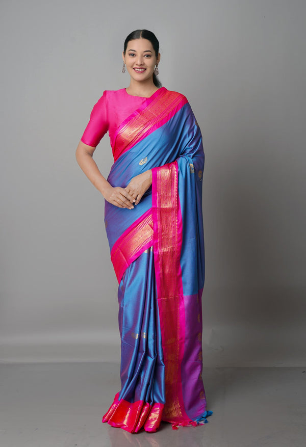 Blue  Fancy Pattu South Silk Saree-UNM68804