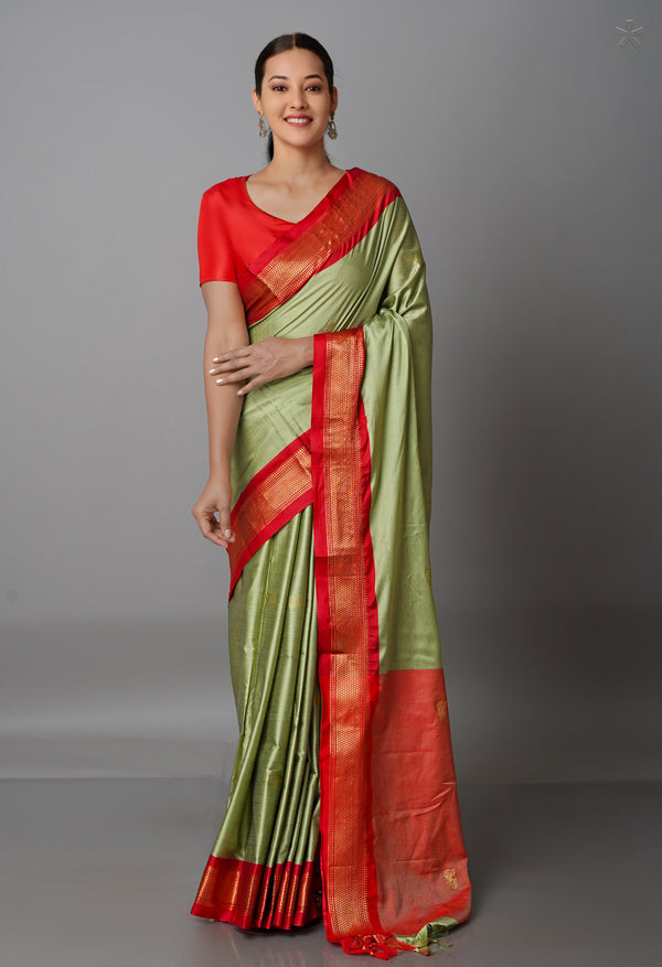 Light Olive Green  Fancy Pattu South Silk Saree-UNM68814