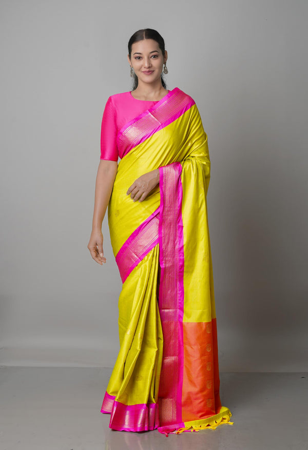 Parrot Green  Fancy Pattu South Silk Saree-UNM68823