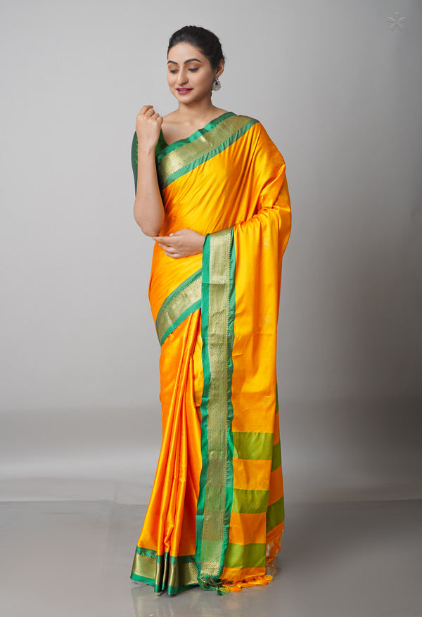 Turmeric Yellow  Fancy Pattu South Silk Saree-UNM68825