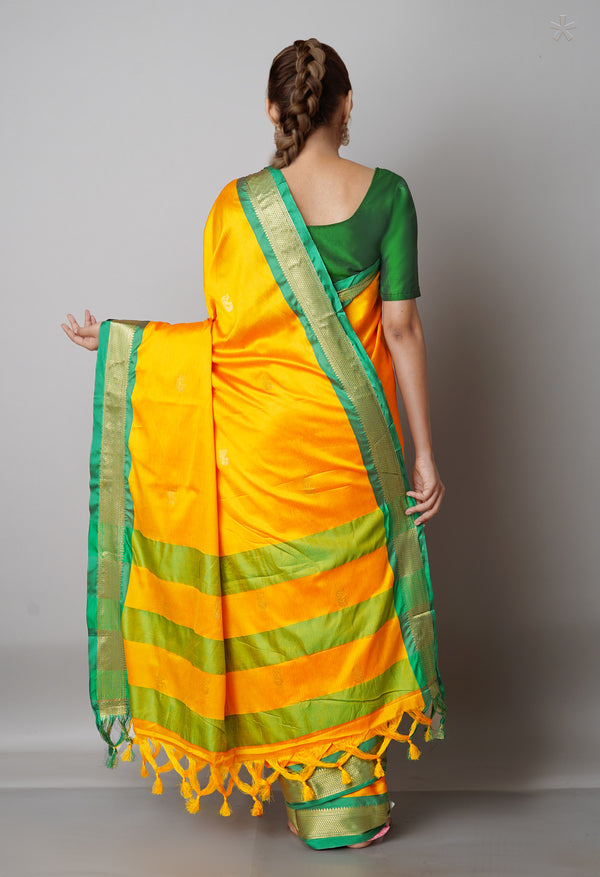 Turmeric Yellow  Fancy Pattu South Silk Saree-UNM68825