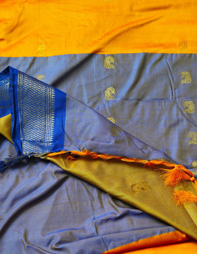 Turmeric Yellow  Fancy Pattu South Silk Saree-UNM68827