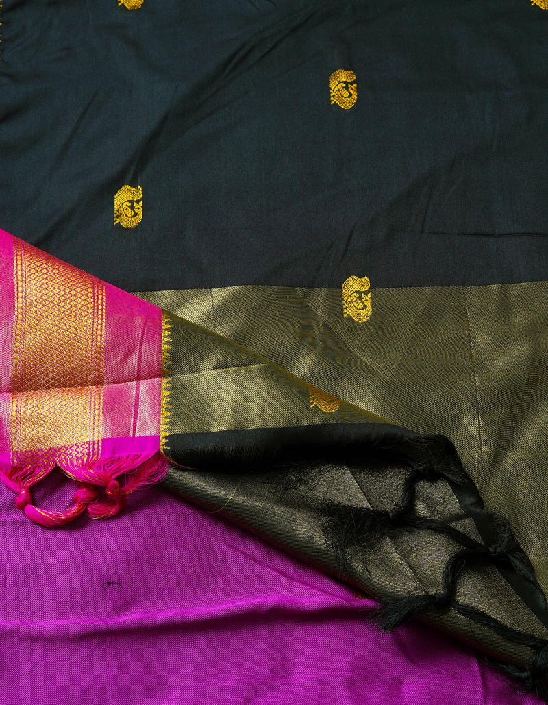 Black  Fancy Pattu South Silk Saree-UNM68828