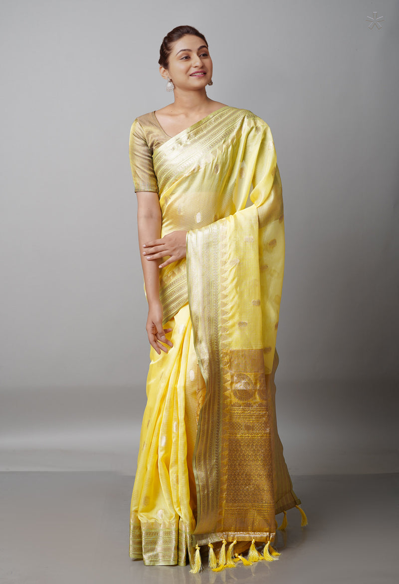 Light Yellow  Fancy Banarasi Silk Saree-UNM68832