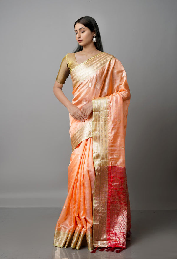Light Orange  Fancy Banarasi Silk Saree-UNM68833