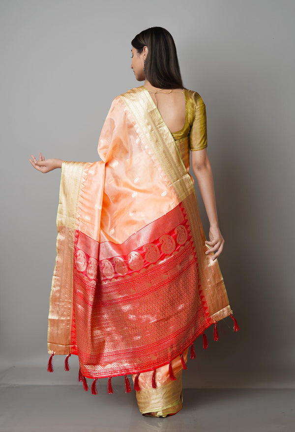 Light Orange  Fancy Banarasi Silk Saree-UNM68833