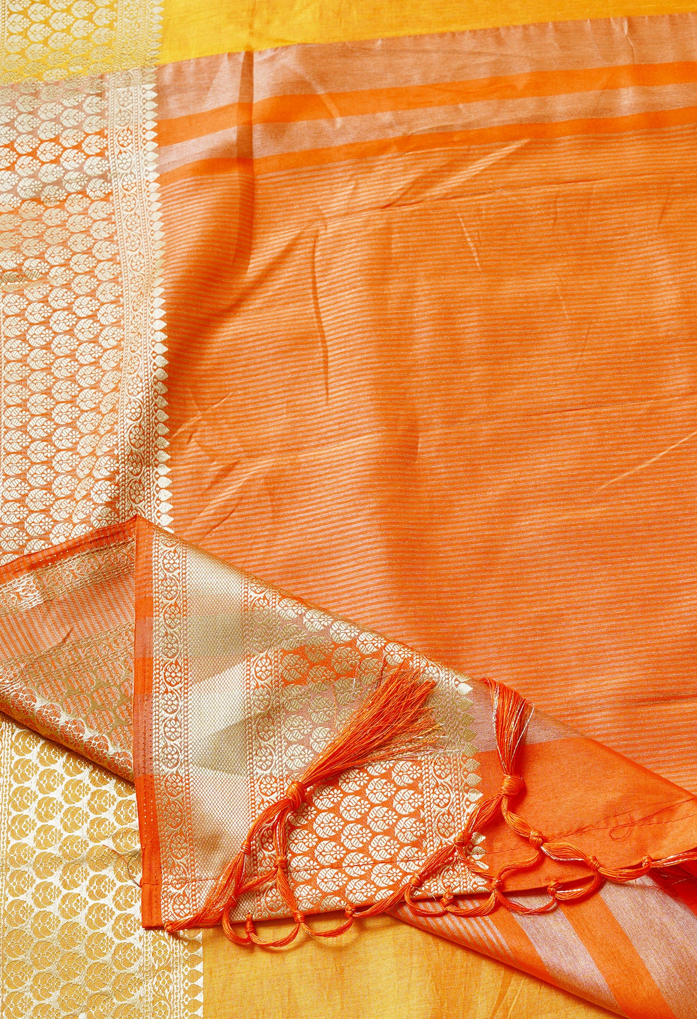Yellowish Orange  Fancy Banarasi Silk Saree-UNM68837