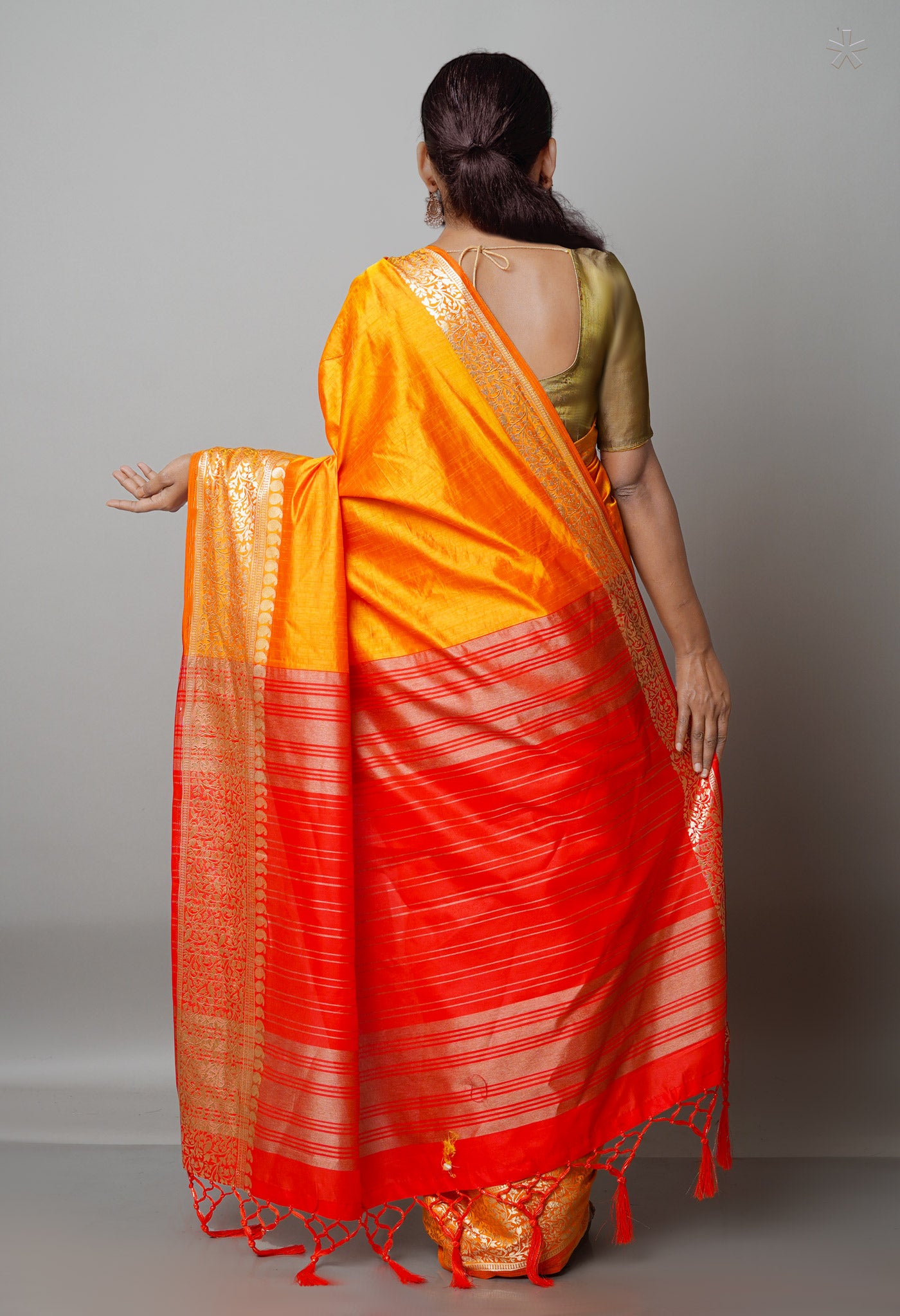 Pumpkin Orange  Fancy Banarasi Silk Saree-UNM68838