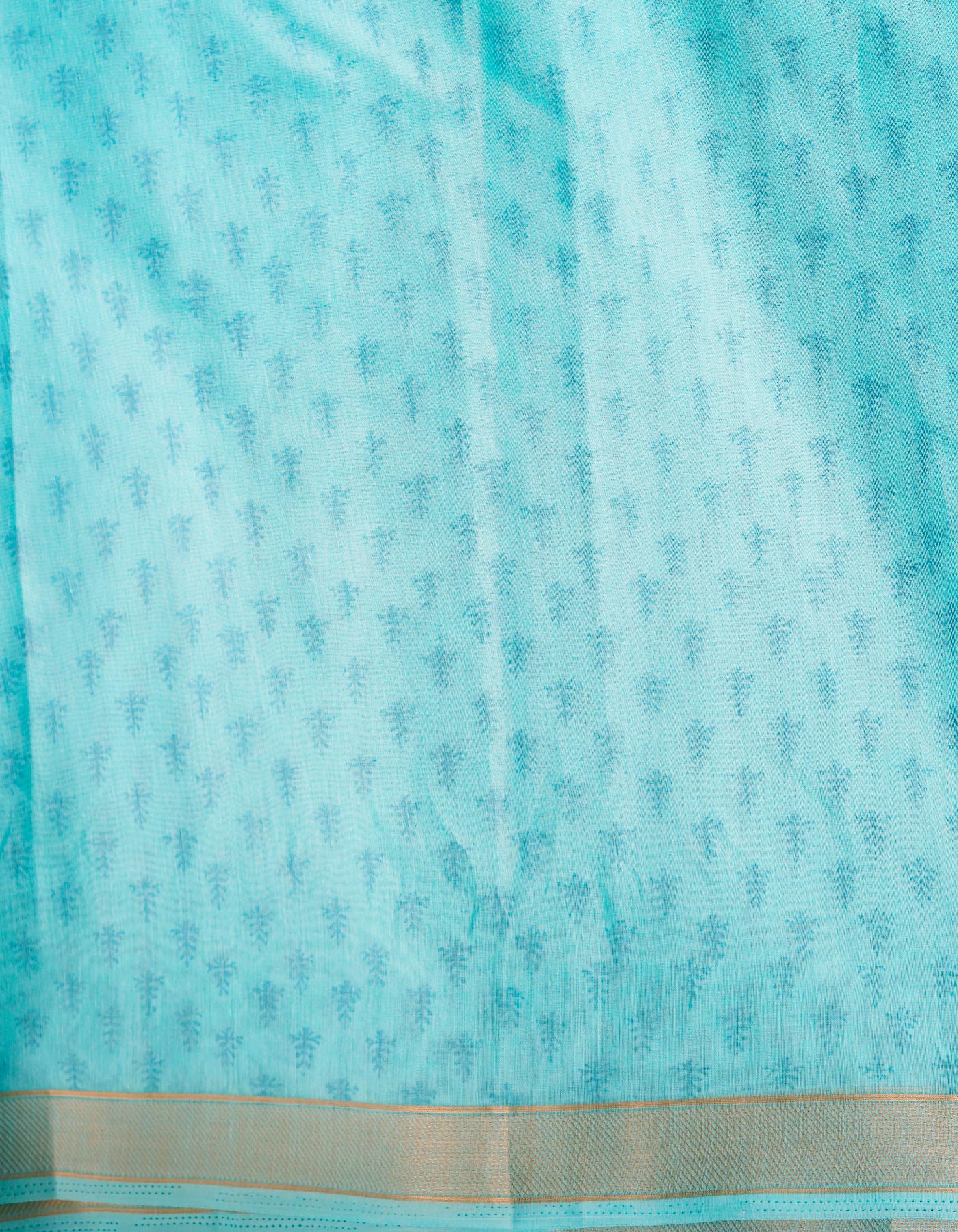 Blue  Block Printed Mangalgiri  Cotton Saree-UNM68870