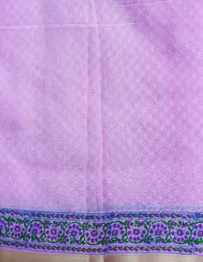 Pink  Block Printed Mangalgiri  Cotton Saree-UNM68873