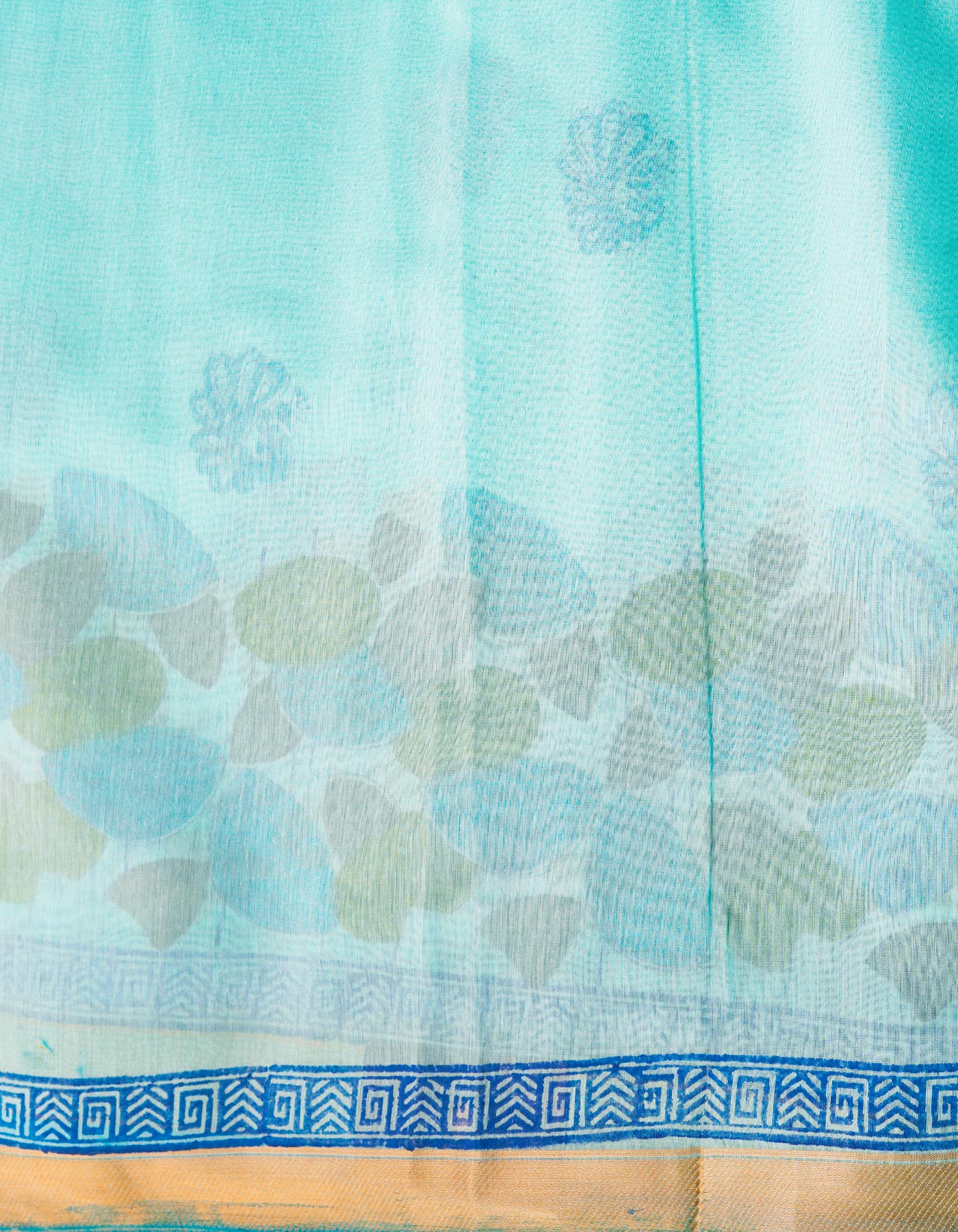 Blue  Block Printed Mangalgiri  Cotton Saree-UNM68874