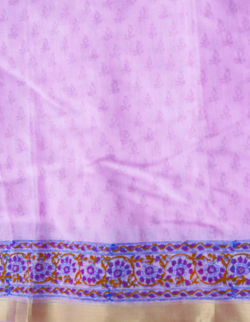 Pink  Block Printed Mangalgiri  Cotton Saree-UNM68876