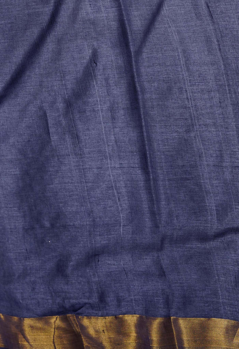 Pewter Grey Pure Handloom Bengal Tussar Silk Saree-UNM68976