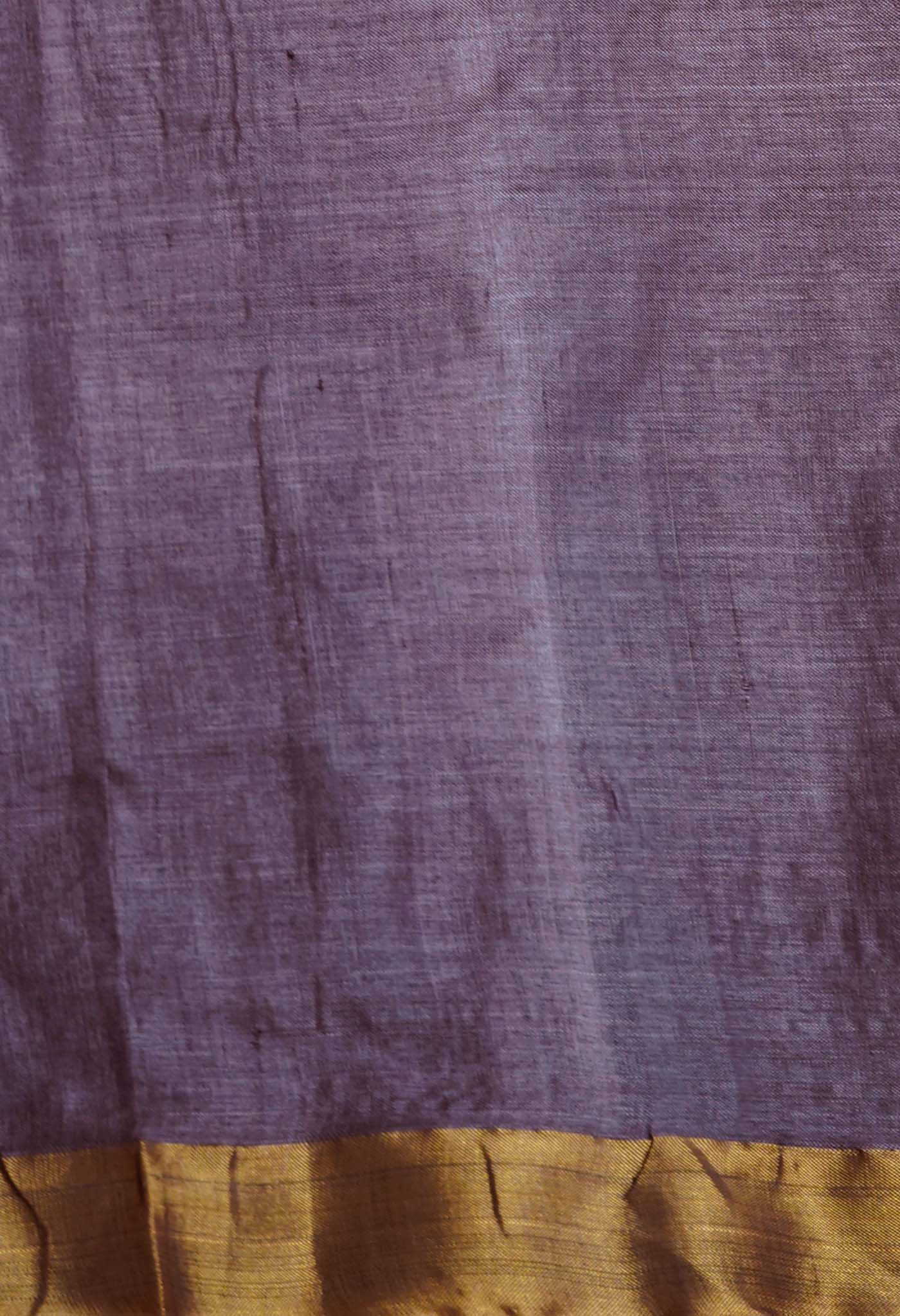 Pewter Grey Pure Handloom Bengal Tussar Silk Saree-UNM68988