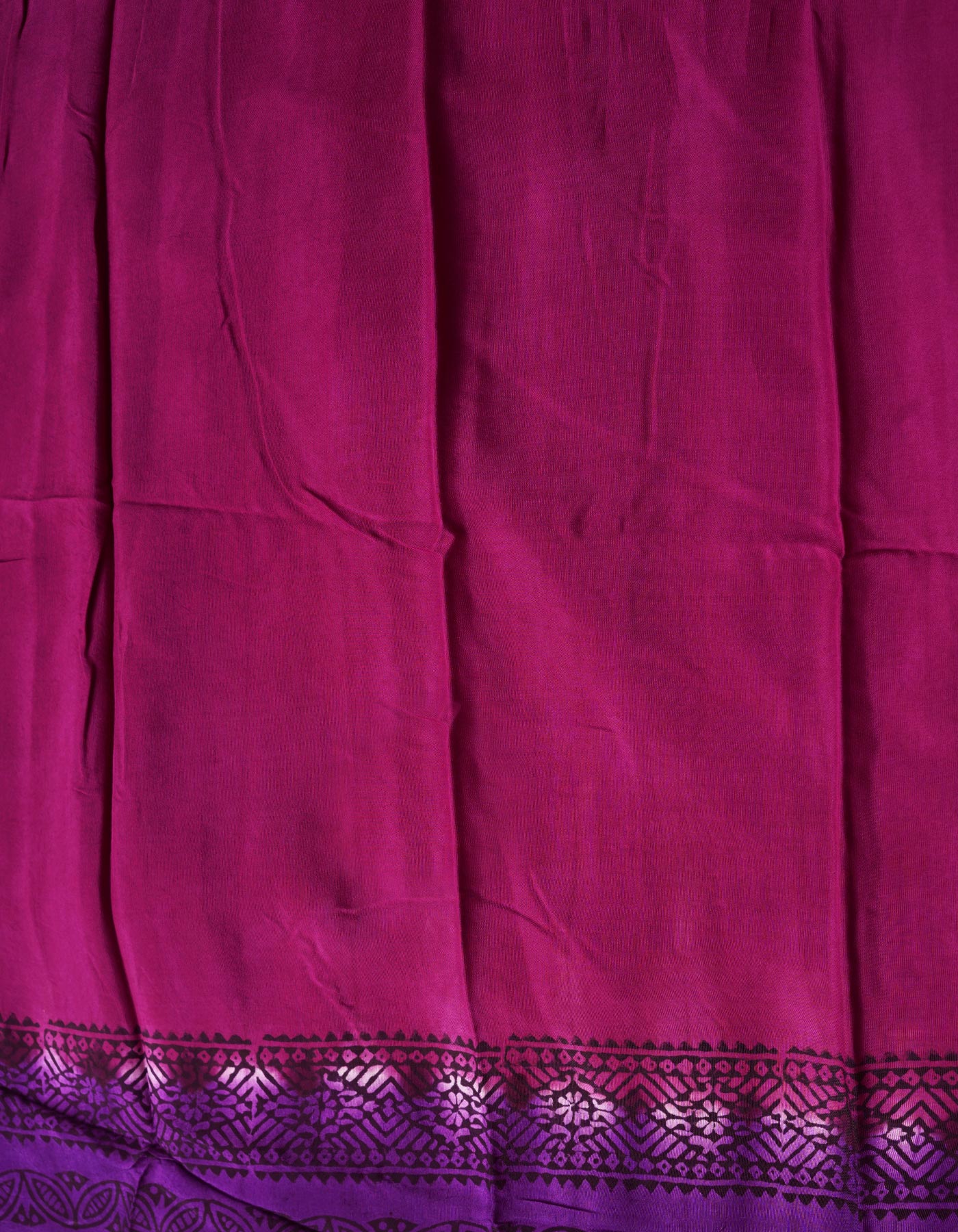 Purple-Dark Purple  Diamond Chiffion Rapid Hand Block Printed Silk Saree-UNM69005