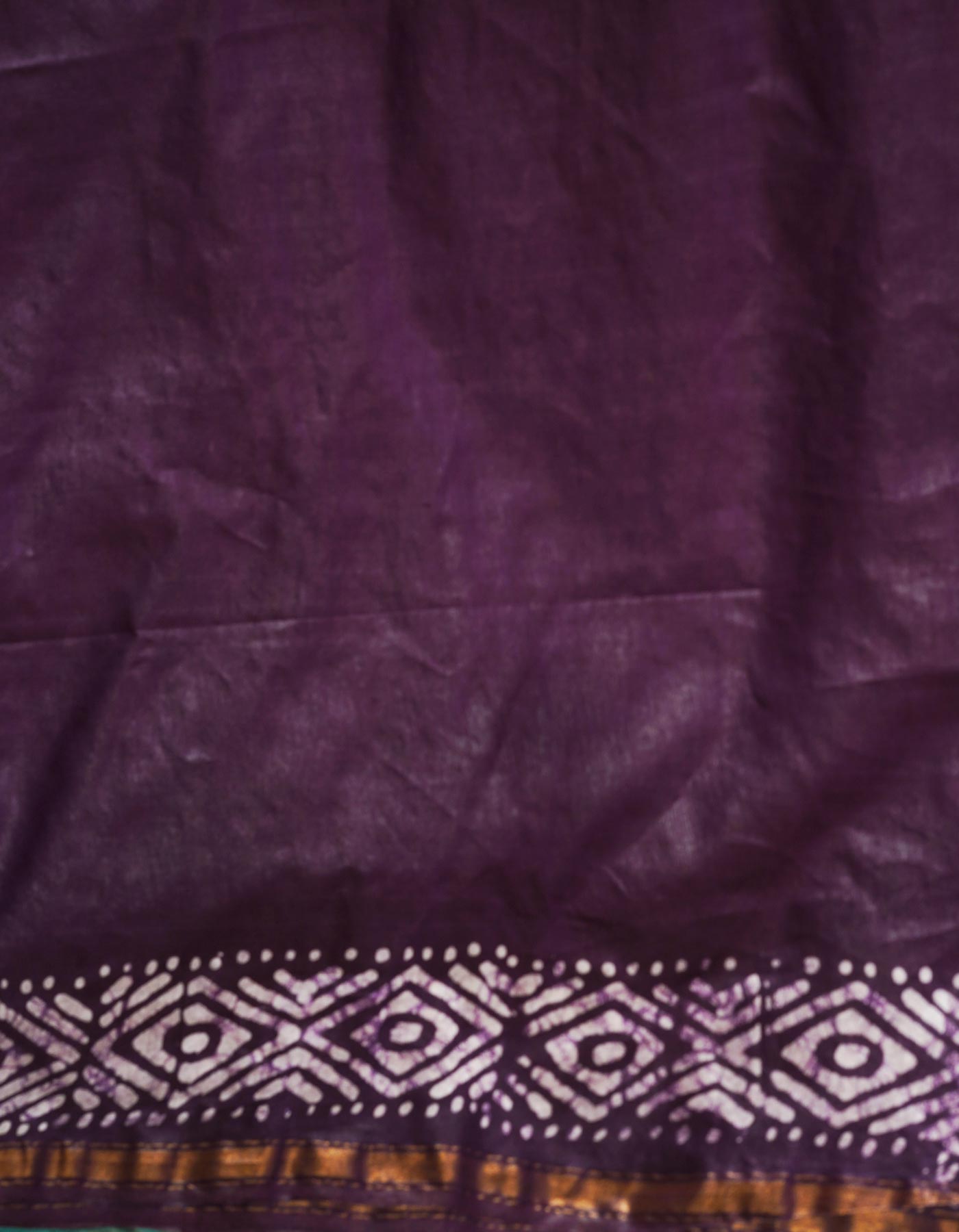 Dark Purple Pure  Batik Chanderi Silk Saree-UNM69021
