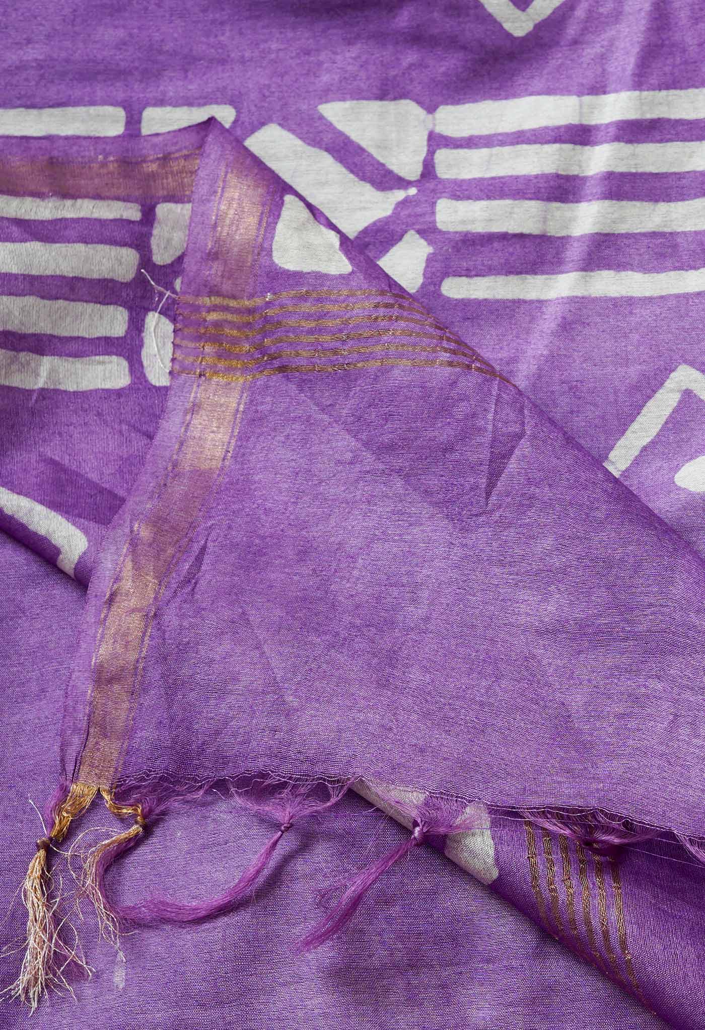 Lavender Pure  Batik Chanderi Silk Saree-UNM69025