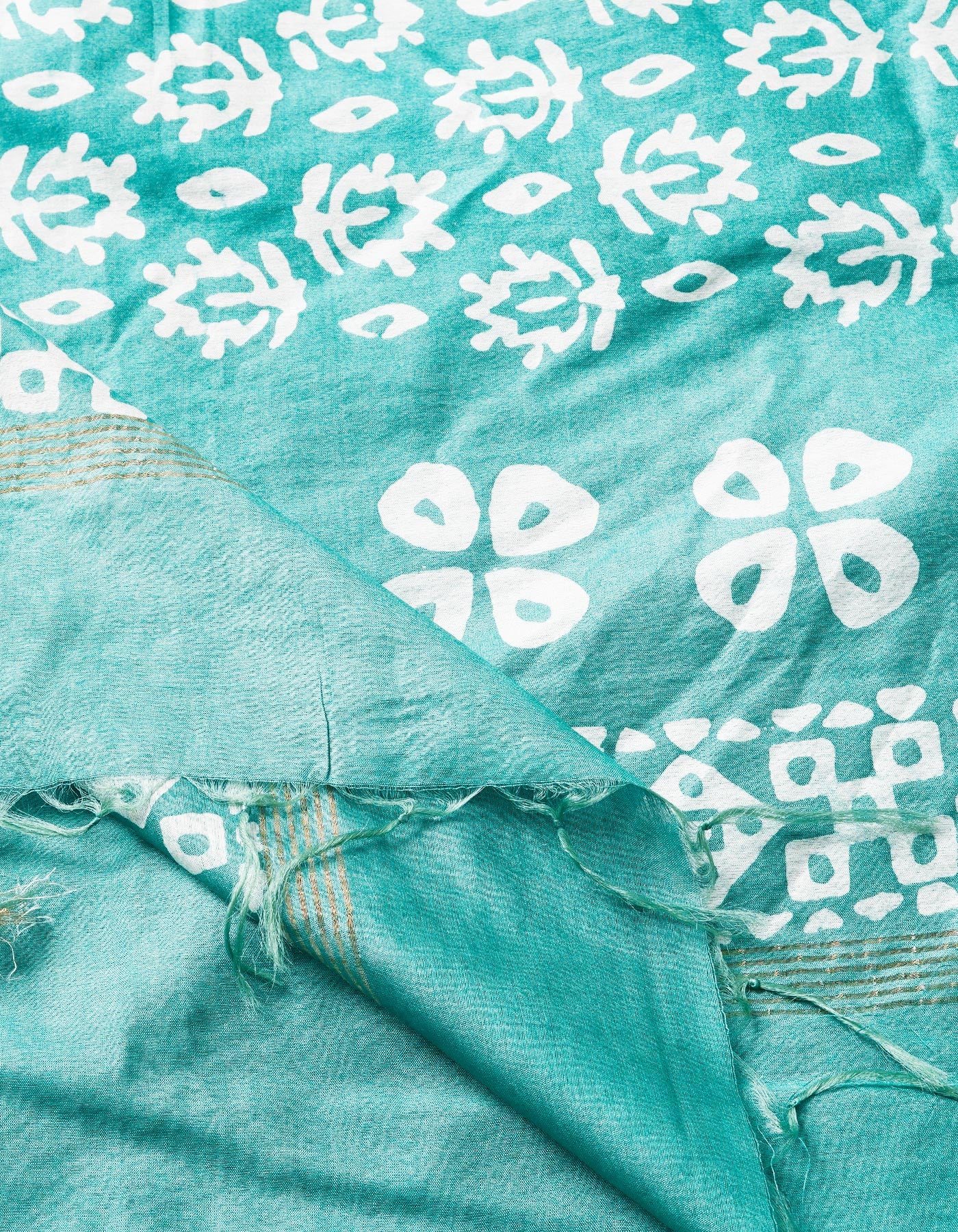 Pale Green Pure  Batik Chanderi Silk Saree-UNM69040