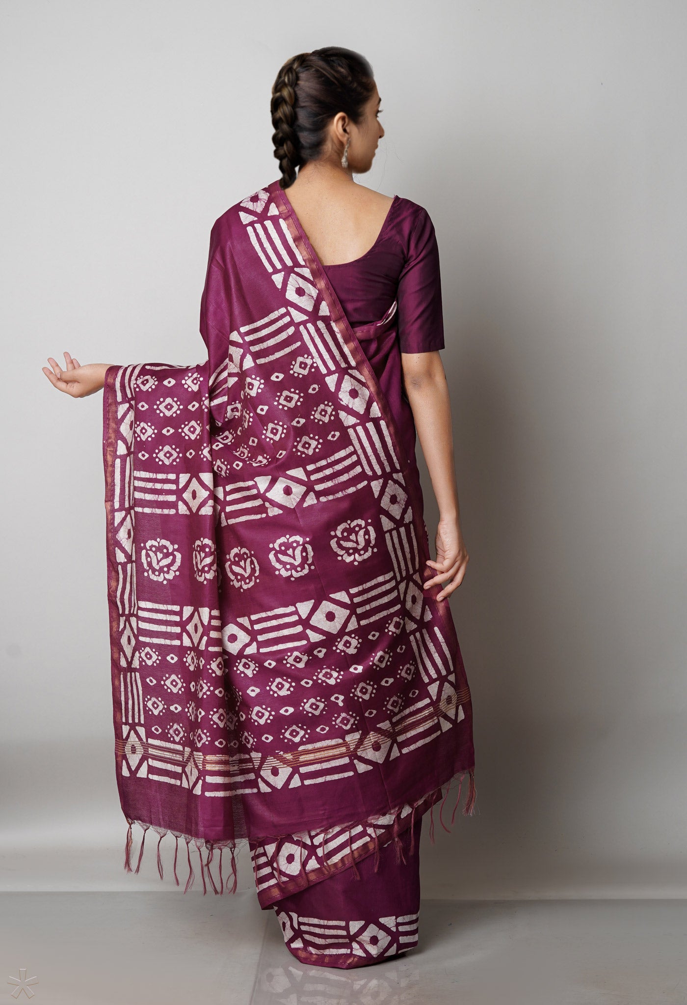 Purple Pure  Batik Chanderi Silk Saree-UNM69049