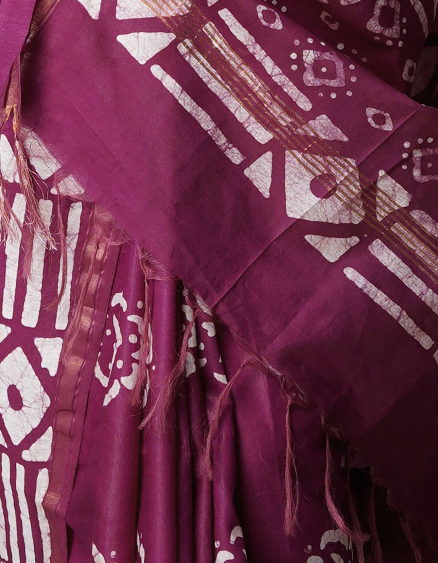Purple Pure  Batik Chanderi Silk Saree-UNM69049