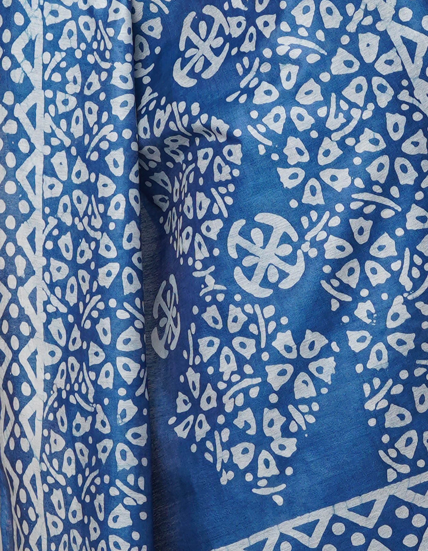 Blue Pure  Batik Chanderi Silk Saree-UNM69053