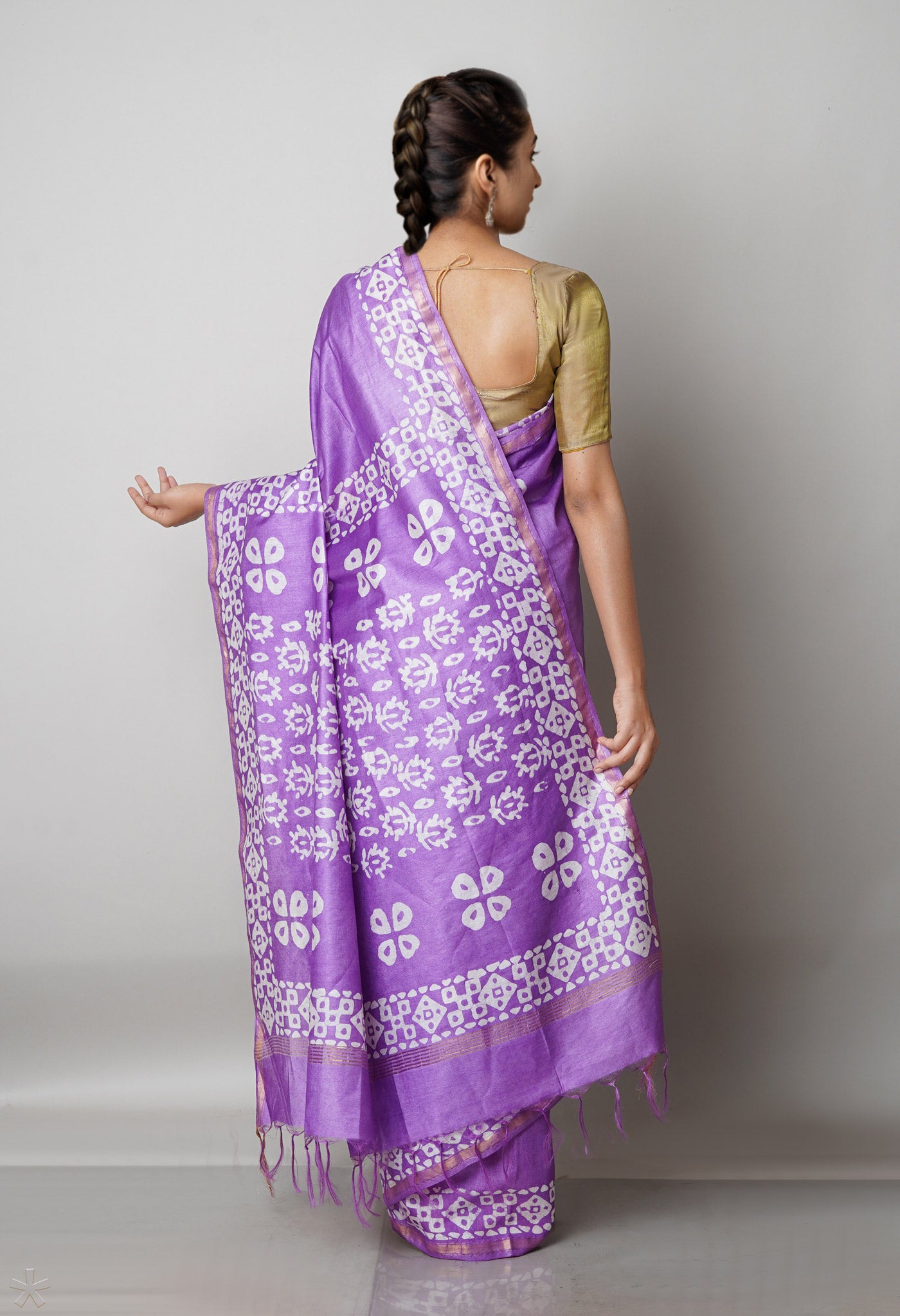 Lavender Pure  Batik Chanderi Silk Saree-UNM69054