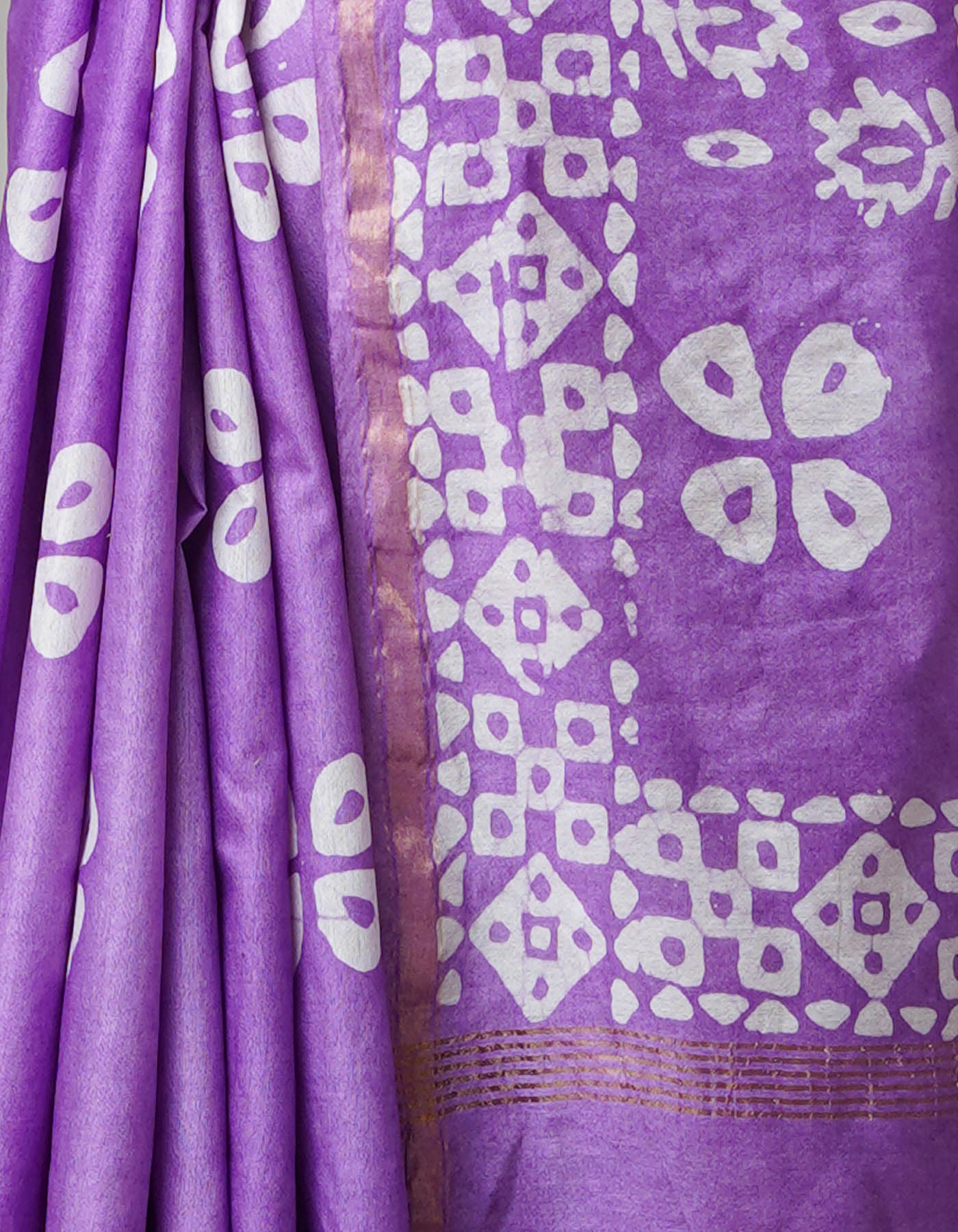 Lavender Pure  Batik Chanderi Silk Saree-UNM69059