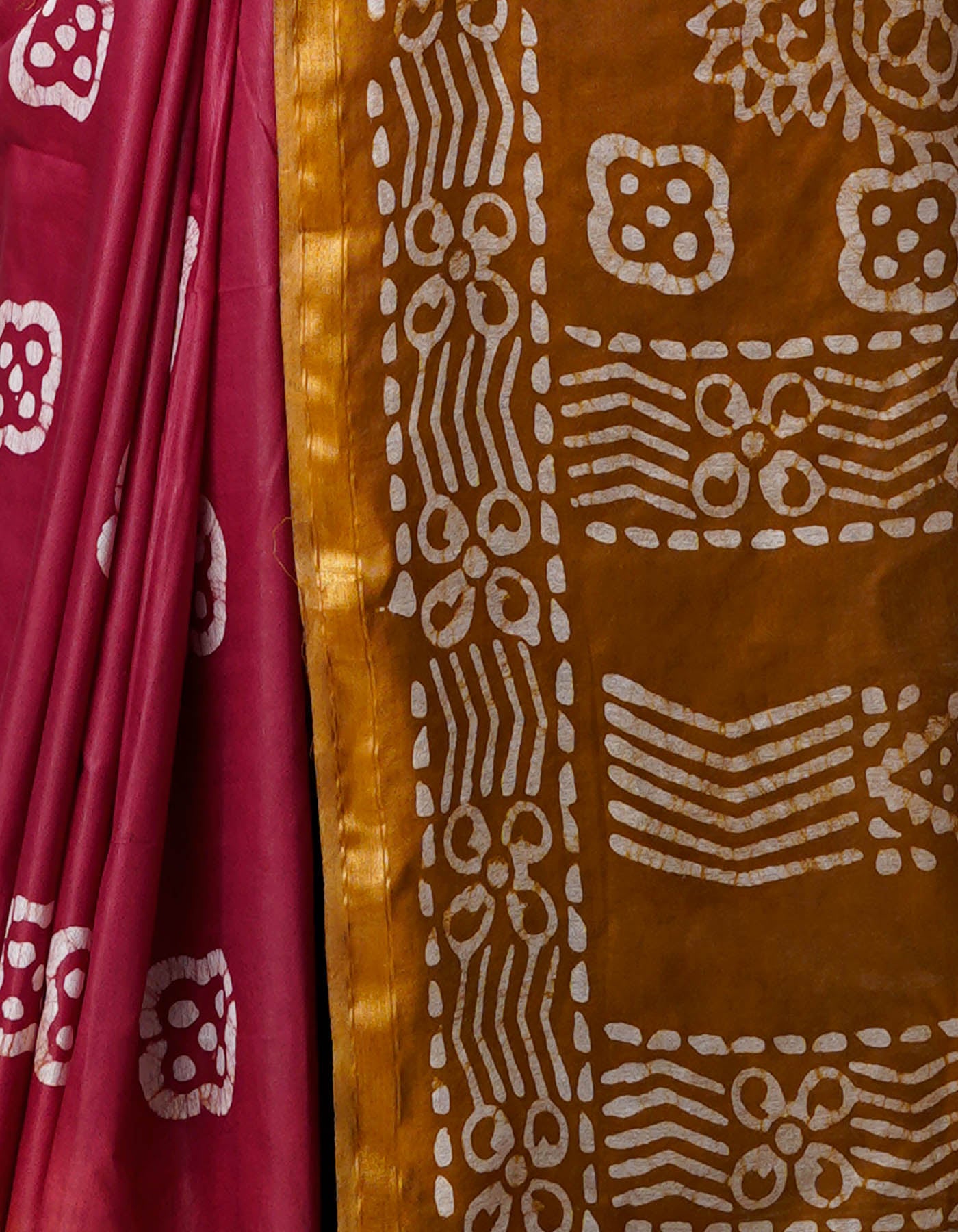 Purple-Brown Pure  Batik Chanderi Silk Saree-UNM69087