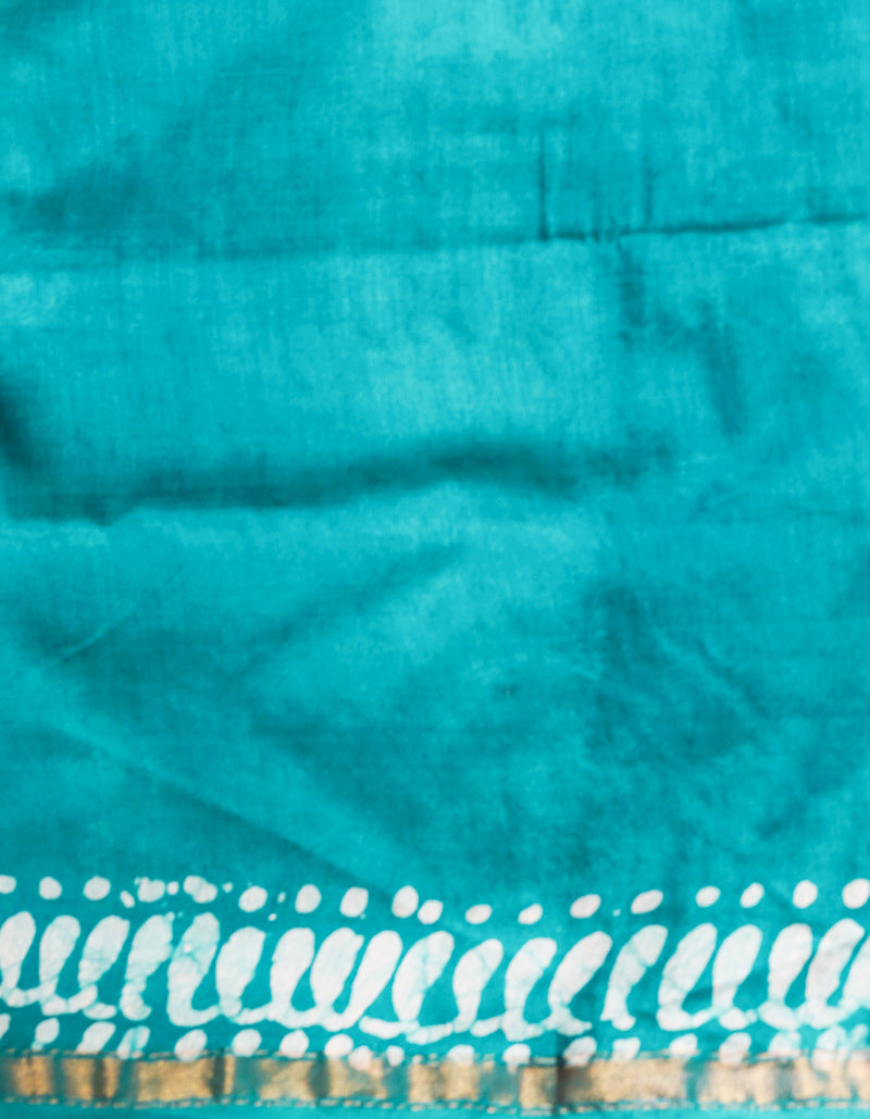 Violet-Green Pure  Batik Chanderi Silk Saree-UNM69088